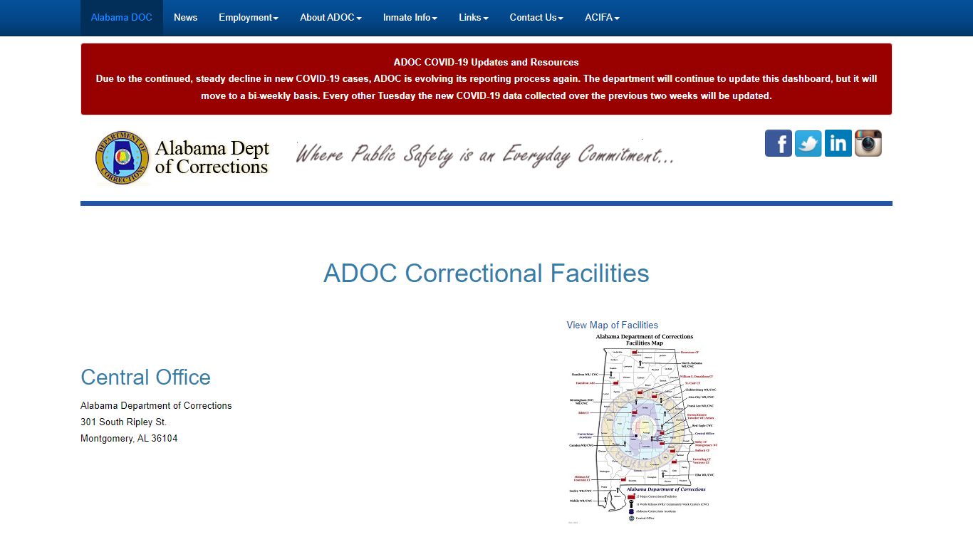 ADOC Correctional Facilities - Alabama Department of Corrections